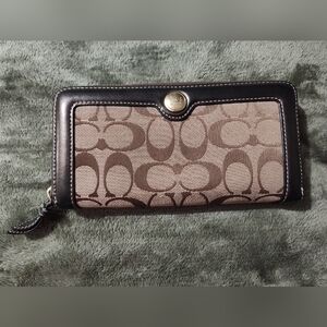Coach Signature Canvas and Leather Wallet